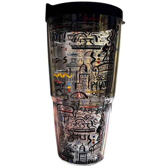 Friends Tervis 24 oz Tumbler w/ Black Lid EUC Sticker Attached - Picture 3 of 9